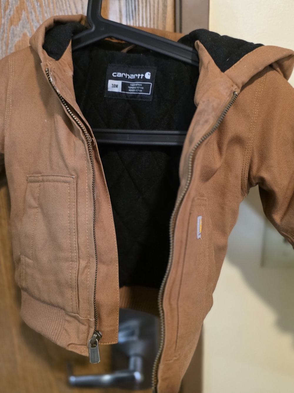 Carhartt Toddler Caramel Brown Hooded Puffer Jacket